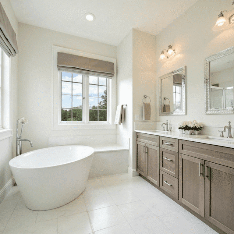 Custom bathroom remodel completed by K and K Construction