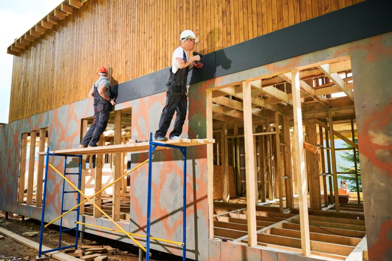 K and K Construction workers installing commercial cladding in Stark County Ohio