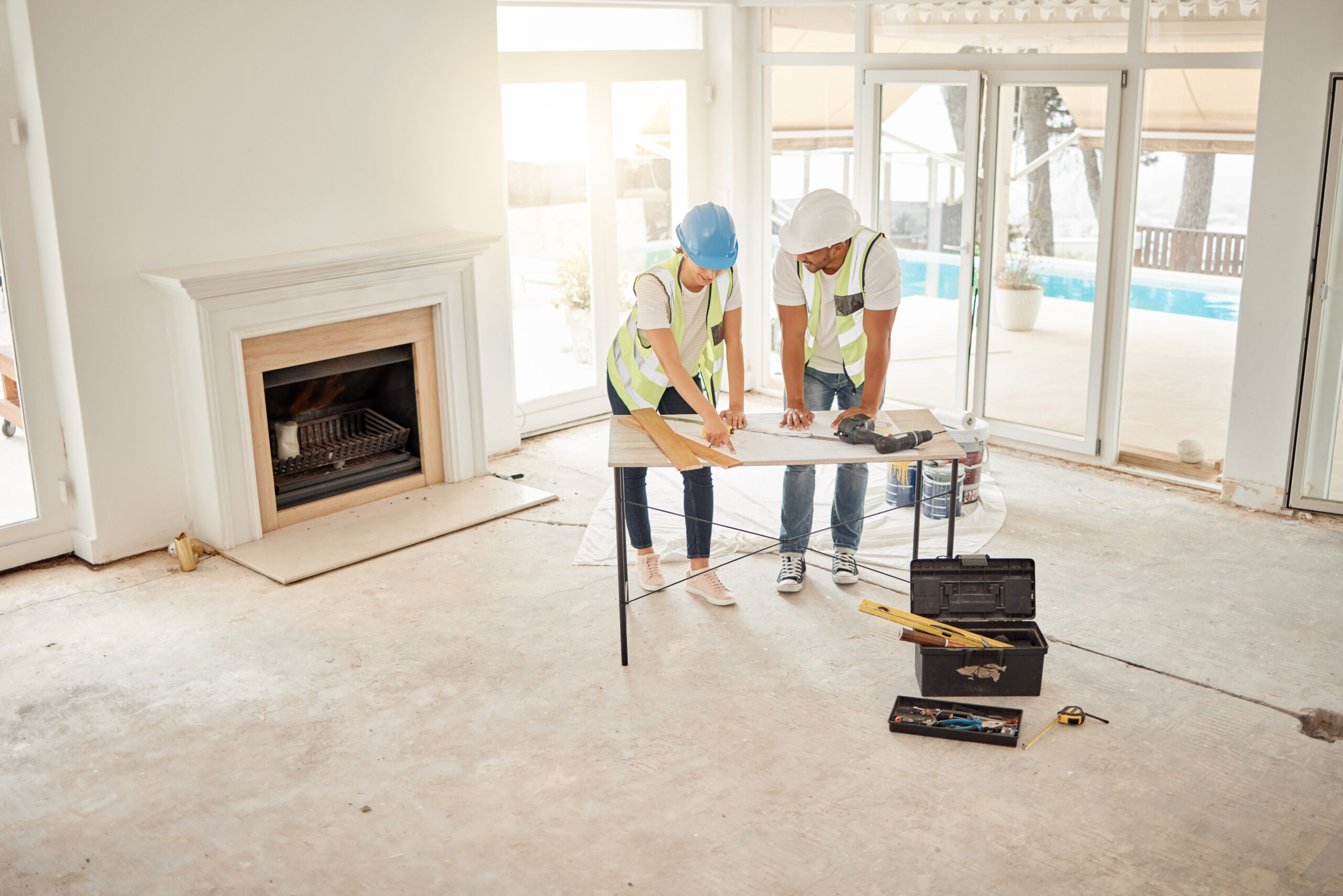 K and K Construction team renovating a kitchen with expert craftsmanship in Ohio.