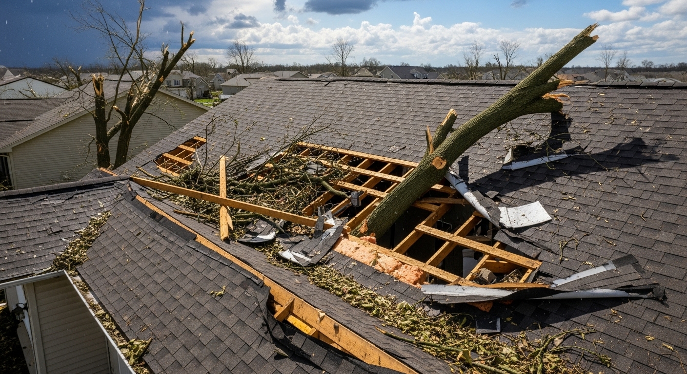 Ohio roof damage after storm &ndash; emergency roof repair by K & K Construction