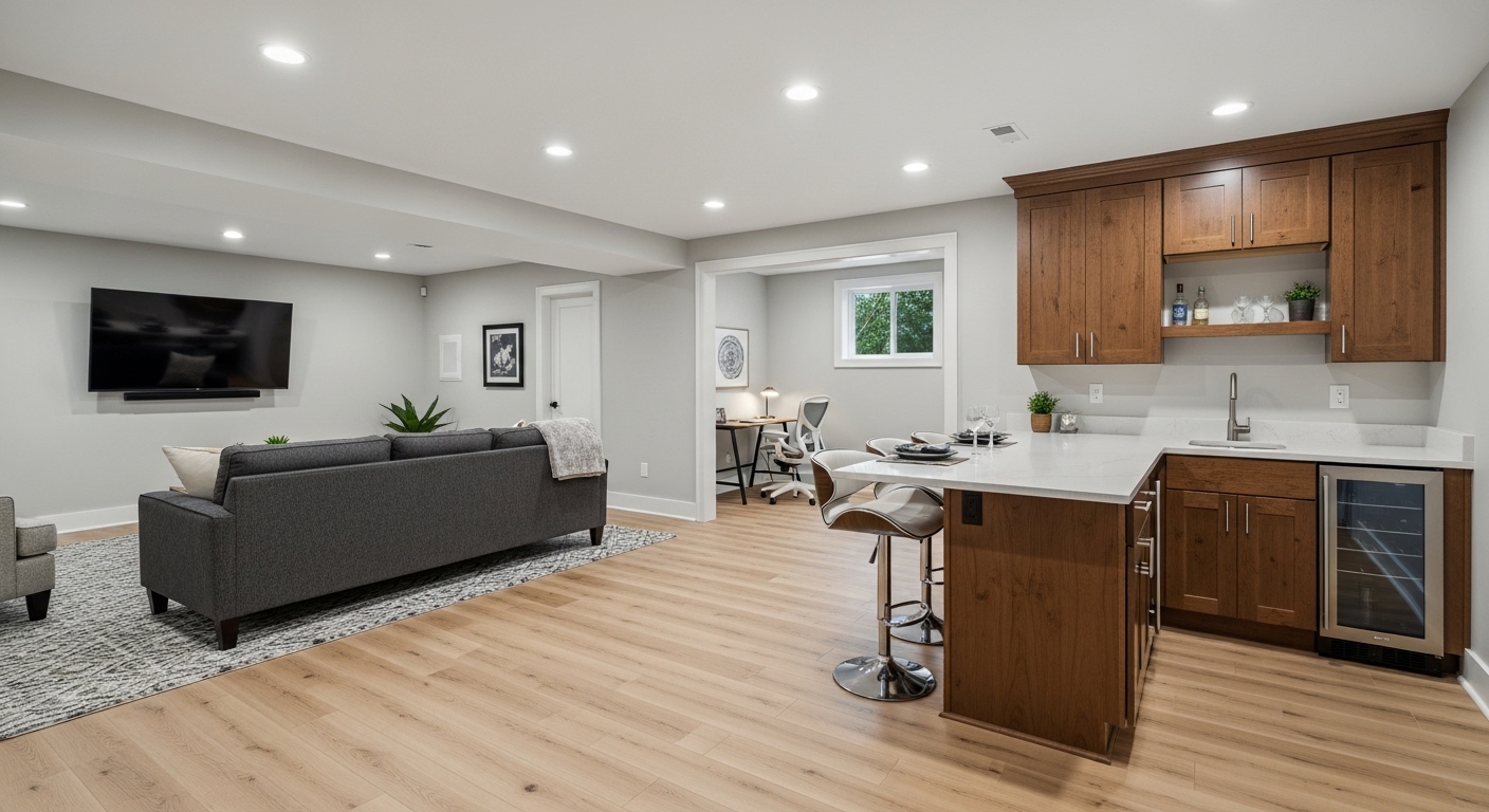 Custom built-in shelving and cabinetry in Massillon Ohio by K and K Construction