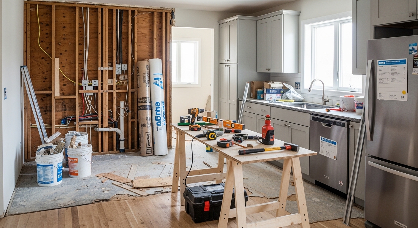 K and K Construction kitchen renovation team at work in Parma Ohio
